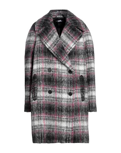 Karl Lagerfeld Woman Coat Charcoal Size 4 Synthetic Fibers, Alpaca Wool, Virgin Wool, Mohair Wool, W In Grey