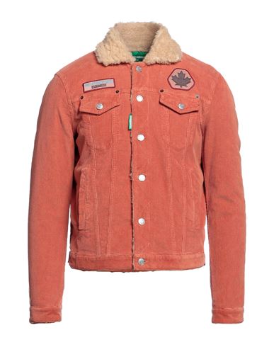 Dsquared2 Man Jacket Rust Size 36 Cotton, Elastane, Polyamide In Red