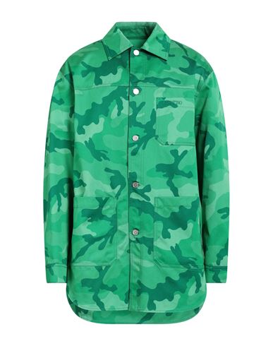 Valentino Garavani Man Shirt Green Size 38 Cotton, Polyester