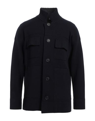 Alpha Studio Man Overcoat & Trench Coat Midnight Blue Size 40 Polyamide, Wool, Viscose, Cashmere