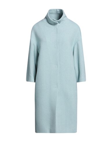 Bottega Martinese Woman Coat Sky Blue Size 8 Wool, Polyamide, Polyester