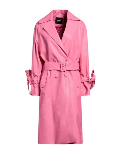 Giulia N Woman Overcoat & Trench Coat Pink Size S Polyurethane, Viscose