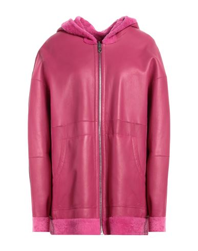 Arma Woman Coat Fuchsia Size 10 Sheepskin In Pink