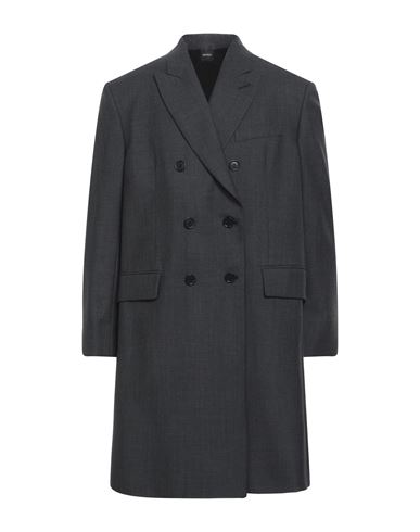 Aspesi Man Overcoat Lead Size L Virgin Wool In Grey