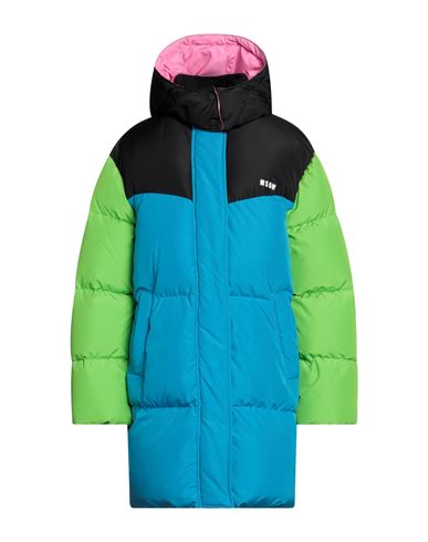 Msgm Woman Down Jacket Azure Size 6 Polyester In Blue