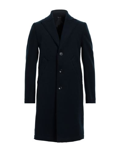 Daniele Alessandrini Man Coat Navy Blue Size 38 Polyester, Viscose, Elastane In Black