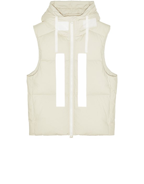 Sold out - Other colors available STONE ISLAND G09X2 STONE ISLAND MARINA_RUBBER WAX POPLIN DOWN Vest Man Stucco