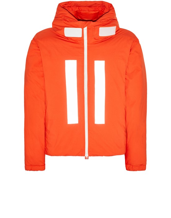 Sold out - Other colors available STONE ISLAND 424X2 STONE ISLAND MARINA_RUBBER WAX POPLIN DOWN Jacket Man Lobster Red