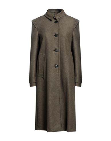 Semicouture Woman Coat Military Green Size 10 Wool, Polyamide
