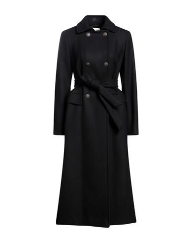 Shop Semicouture Woman Coat Black Size 10 Virgin Wool, Polyamide
