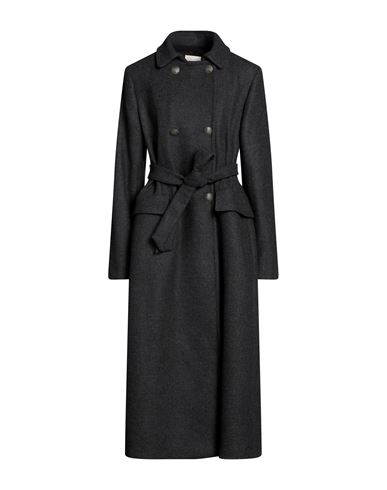 Semicouture Woman Coat Lead Size 10 Virgin Wool, Polyamide In Grey