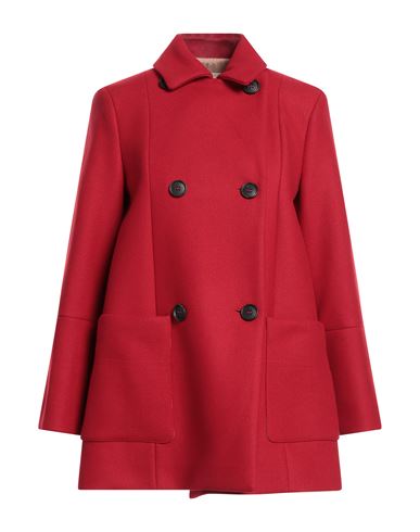 Semicouture Woman Coat Red Size 6 Virgin Wool, Polyamide