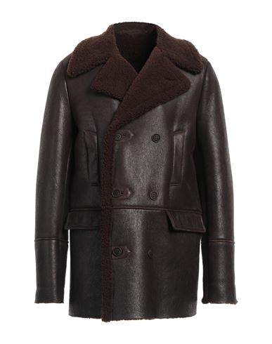 Salvatore Santoro Man Coat Dark Brown Size 42 Ovine Leather