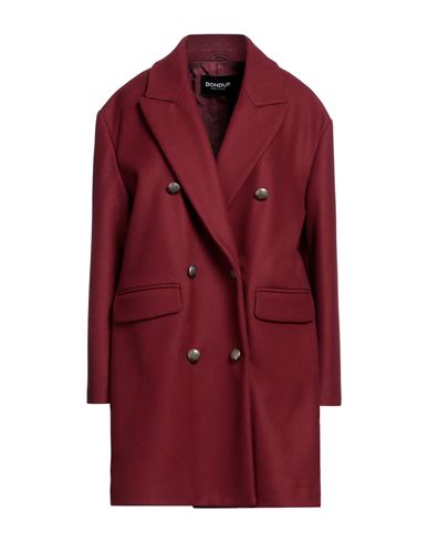 Dondup Woman Coat Burgundy Size 8 Virgin Wool, Polyamide In Red