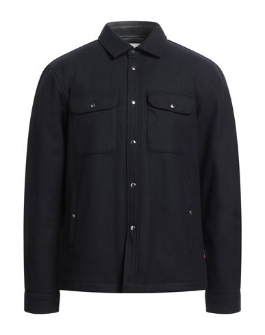Woolrich Man Coat Midnight Blue Size Xl Wool, Polyamide In Blue
