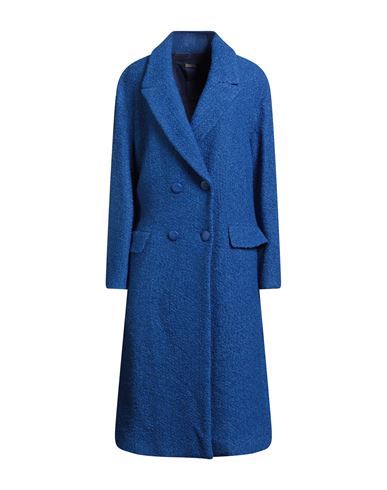 Maliparmi Malìparmi Woman Coat Bright Blue Size 10 Acrylic, Cotton, Virgin Wool, Polyester, Viscose In Blue