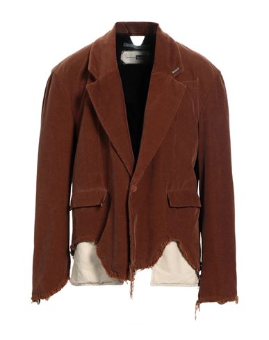 Incotex Red X Facetasm Man Overcoat Brown Size Xl Cotton, Polyamide, Elastane In Burgundy