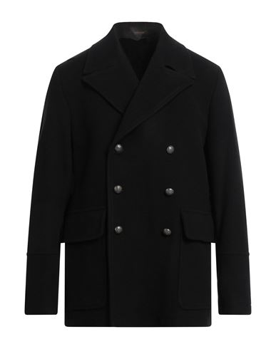 Officina 36 Man Coat Black Size 42 Wool, Polyamide
