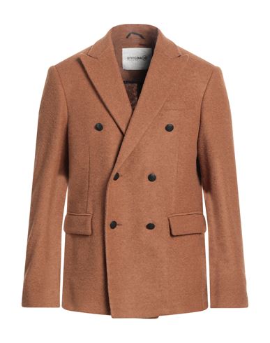 Officina 36 Man Coat Brown Size 42 Polyester, Virgin Wool, Acrylic