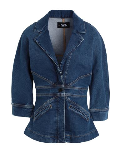 Karl Lagerfeld Klxav Tailored Denim Jacket Woman Blazer Blue Size L Cotton, Lyocell, Elastomultieste