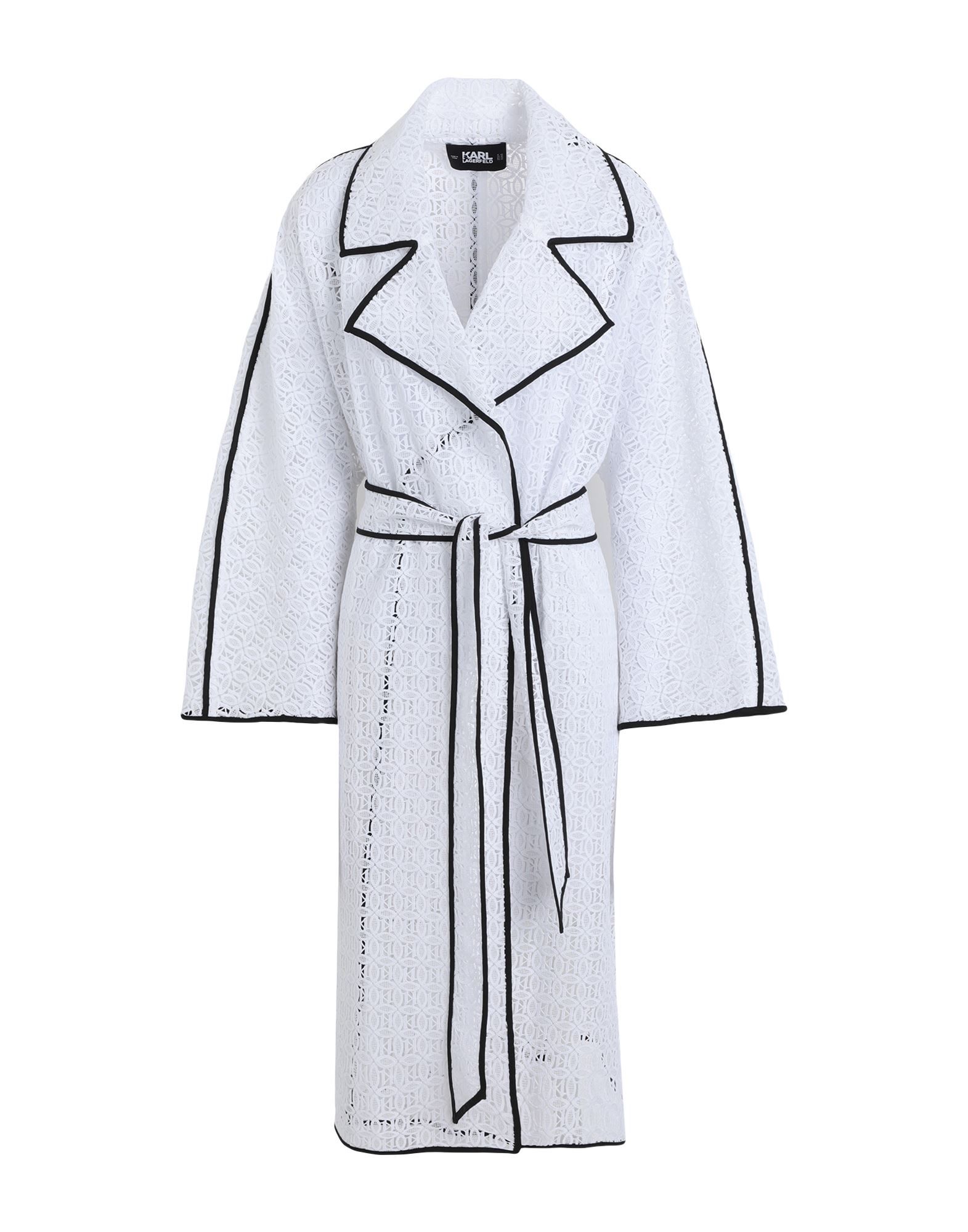 ԥ볫KARL LAGERFELD ǥ ȥ ۥ磻 42 ݥꥨƥ 100% KL EMBROIDERED LACE COAT