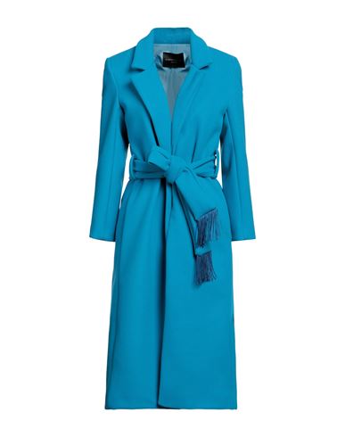 Angela Mele Milano Woman Coat Azure Size M Viscose, Polyester, Wool, Elastane In Blue