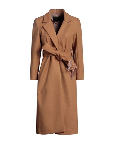 Angela Mele Milano Woman Coat Camel Size L Viscose, Polyester, Wool, Elastane In Beige
