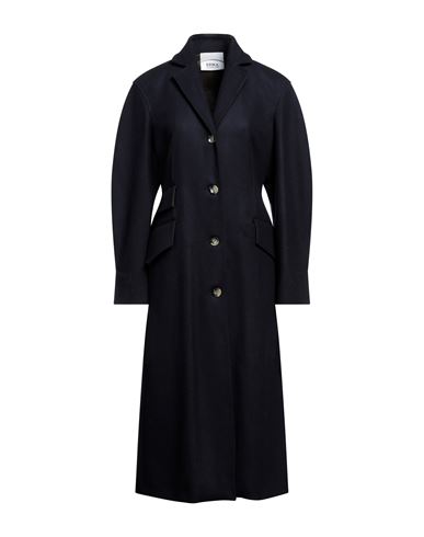 Erika Cavallini Woman Coat Midnight Blue Size 6 Virgin Wool, Polyamide