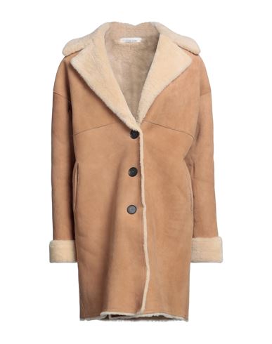 Liviana Conti Woman Coat Camel Size 12 Soft Leather In Beige