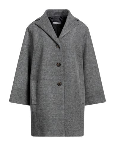 Biancoghiaccio Woman Coat Grey Size 12 Acrylic, Polyethylene, Wool