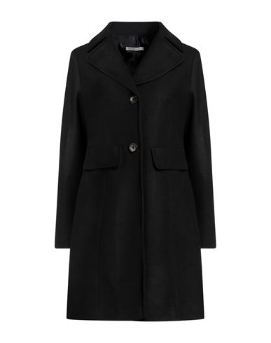 Biancoghiaccio Woman Coat Black Size 6 Acrylic, Polyethylene, Wool