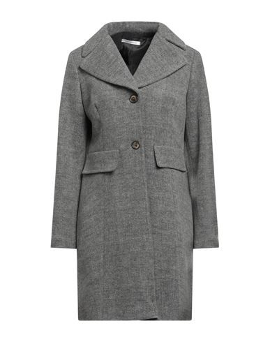 Biancoghiaccio Woman Coat Grey Size 10 Acrylic, Polyethylene, Wool