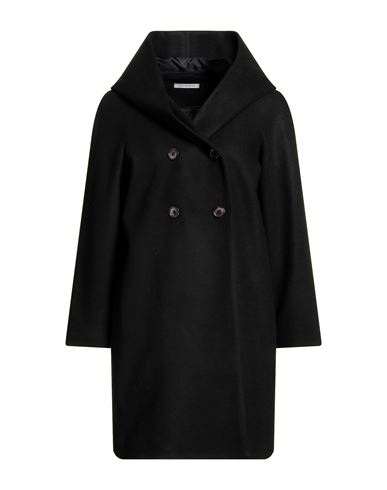Biancoghiaccio Woman Coat Black Size 10 Acrylic, Polyethylene, Wool