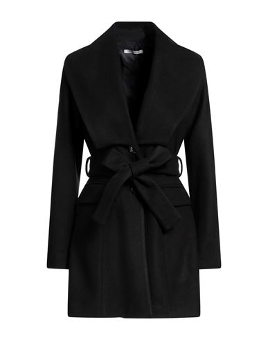 Biancoghiaccio Woman Coat Black Size 8 Acrylic, Polyethylene, Wool