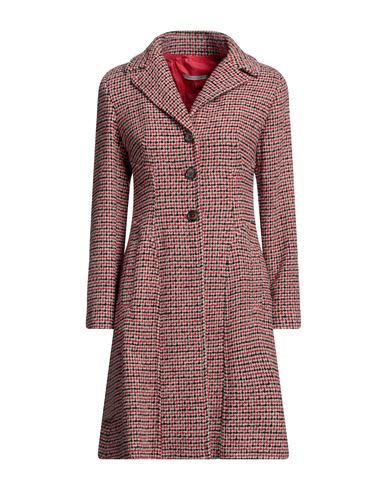 Biancoghiaccio Woman Coat Red Size 10 Cotton, Polyester, Acrylic, Virgin Wool, Polyamide