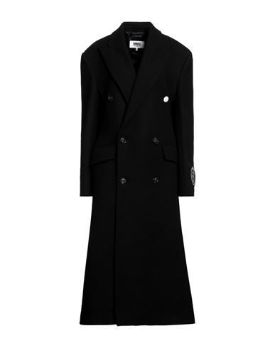 Mm6 Maison Margiela Woman Coat Black Size 4 Wool, Polyamide