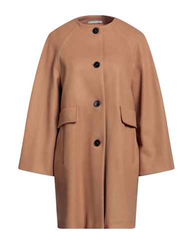 Biancoghiaccio Woman Coat Camel Size 8 Acrylic, Polyethylene, Wool In Beige