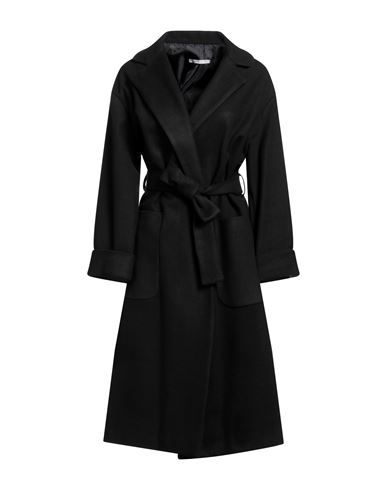 Biancoghiaccio Woman Coat Black Size 8 Acrylic, Polyethylene, Elastane