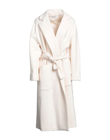Biancoghiaccio Woman Coat Ivory Size 10 Acrylic, Polyethylene, Elastane In White