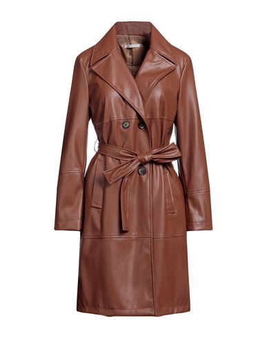 Biancoghiaccio Woman Overcoat & Trench Coat Tan Size 10 Polyurethane, Polyester In Brown