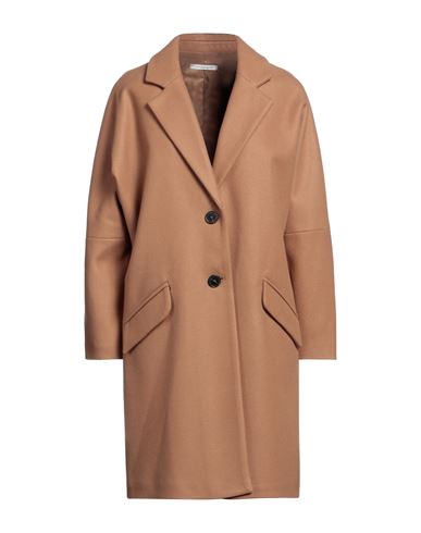 Biancoghiaccio Woman Coat Camel Size 10 Acrylic, Polyethylene, Wool In Beige