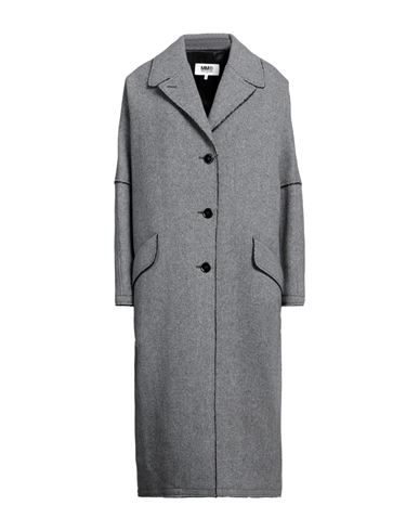 Mm6 Maison Margiela Woman Coat Grey Size 6 Wool, Polyamide