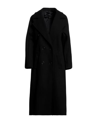Vanessa Scott Woman Coat Black Size S Polyester, Viscose, Elastic Fibres