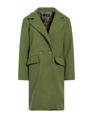 Vanessa Scott Woman Coat Green Size M Polyester, Viscose, Elastic Fibres