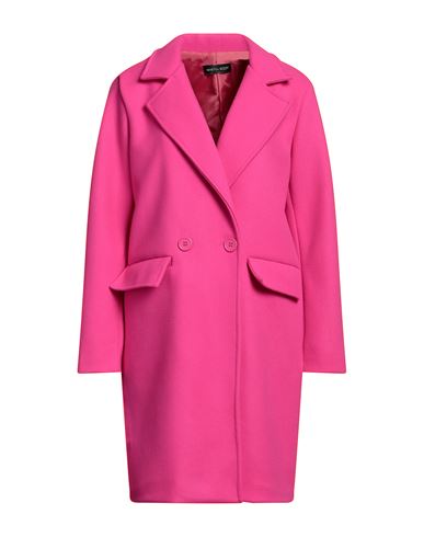 Vanessa Scott Woman Coat Fuchsia Size L Polyester, Viscose, Elastic Fibres In Pink