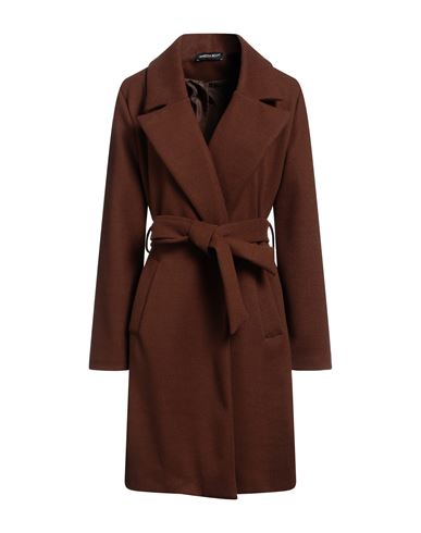 Shop Vanessa Scott Woman Coat Dark Brown Size Onesize Polyester, Viscose, Elastane