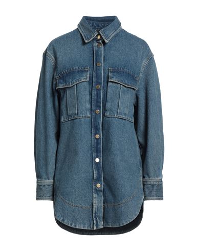 Pinko Woman Denim Shirt Blue Size S Cotton
