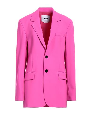 Msgm Woman Blazer Fuchsia Size 2 Virgin Wool, Elastane In Pink