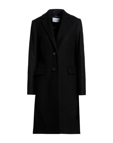 Shop Calvin Klein Woman Coat Black Size 4 Wool, Cashmere