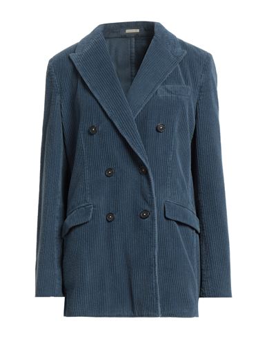 Massimo Alba Woman Suit Jacket Slate Blue Size L Cotton